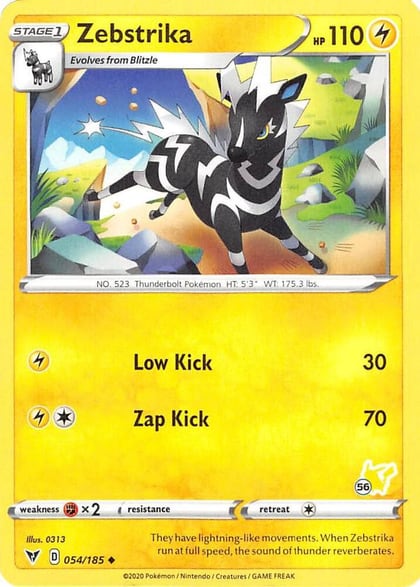 Zebstrika - 054/185 (#56 Pikachu Stamped), Battle Academy 2022 054/185
