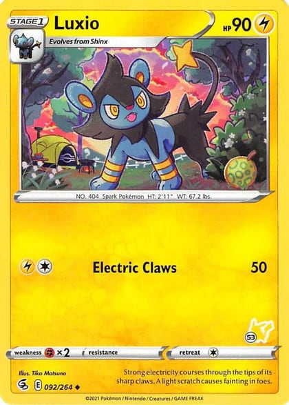 Luxio - 092/264 (#53 Pikachu Stamped), Battle Academy 2022 092/264