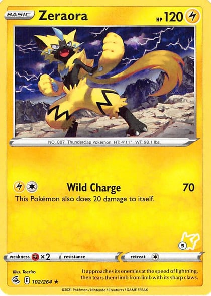 Zeraora - 102/264 (#5 Pikachu Stamped), Battle Academy 2022 102/264