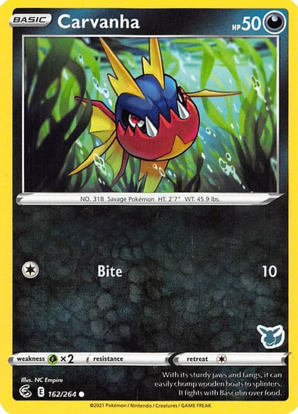 Carvanha - 162/264 (Eevee Stamped), Battle Academy 2022 162/264