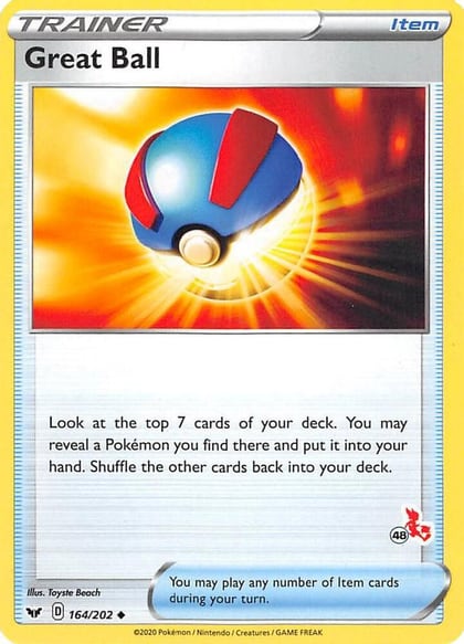 Great Ball - 164/202 (#48 Cinderace Stamped), Battle Academy 2022 164/202