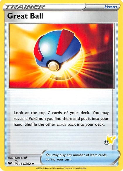 Great Ball - 164/202 (#29 Pikachu Stamped), Battle Academy 2022 164/202