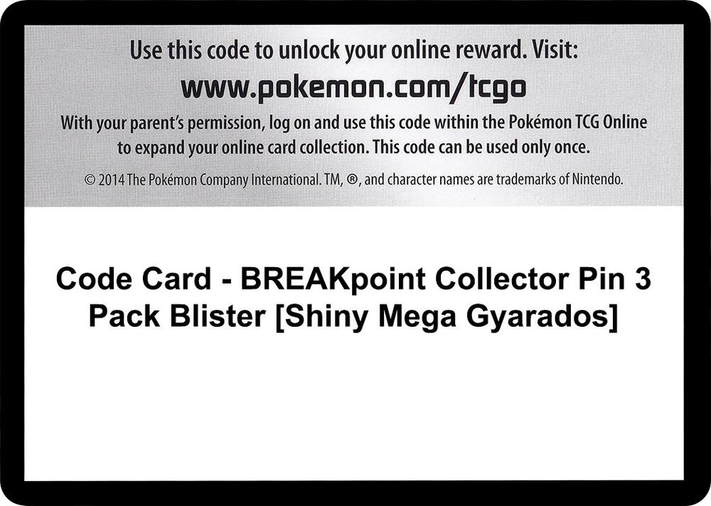 Code Card - BREAKpoint Collector Pin 3 Pack Blister [Shiny Mega Gyarados], XY - BREAKpoint P280321