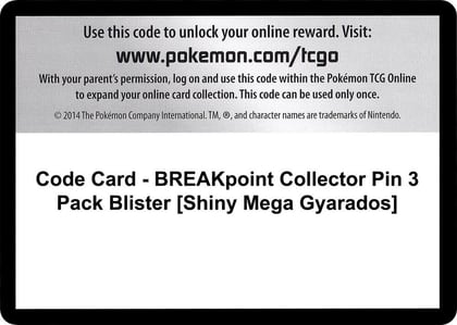 Code Card - BREAKpoint Collector Pin 3 Pack Blister [Shiny Mega Gyarados], XY - BREAKpoint P280321