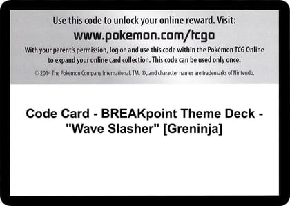 Code Card - BREAKpoint Theme Deck - "Wave Slasher" [Greninja], XY - BREAKpoint P280325
