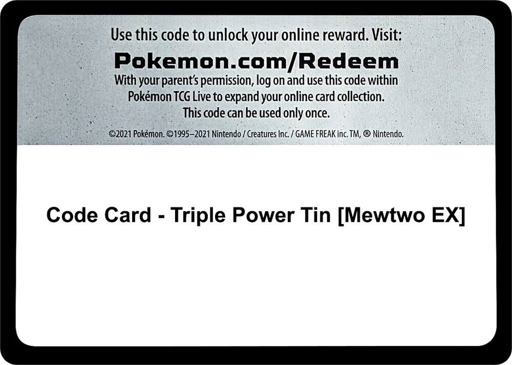 Code Card - Triple Power Tin [Mewtwo EX], XY - BREAKpoint P280328