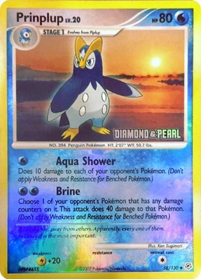 Prinplup - 58/130 [Diamond & Pearl], Burger King Promos 058/130