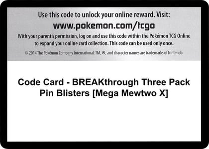 Code Card - BREAKthrough Three Pack Pin Blisters [Mega Mewtwo X], XY - BREAKthrough P280341