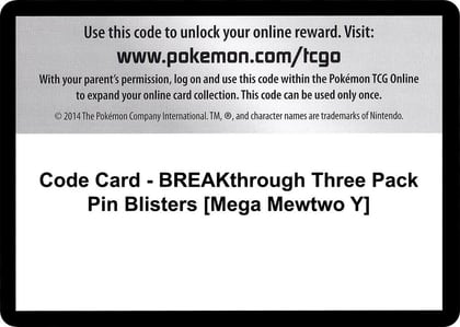 Code Card - BREAKthrough Three Pack Pin Blisters [Mega Mewtwo Y], XY - BREAKthrough P280342