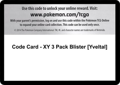 Code Card - XY 3 Pack Blister [Yveltal], XY - BREAKthrough P280353