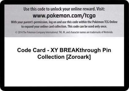 Code Card - XY BREAKthrough Pin Collection [Zoroark], XY - BREAKthrough P280356