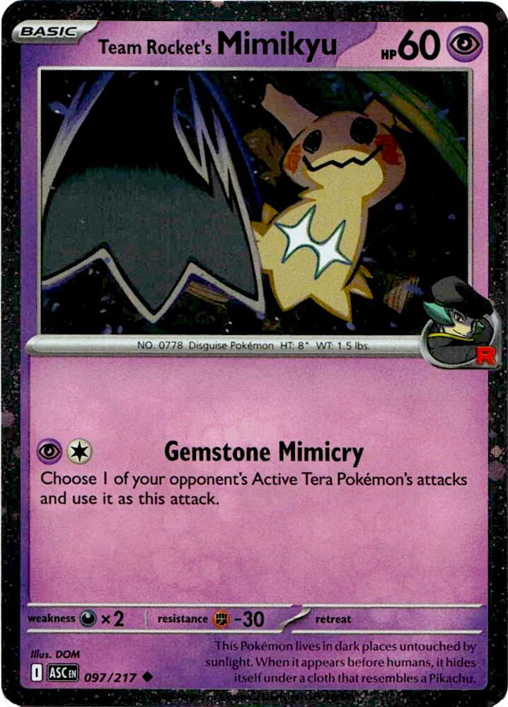 Team Rocket's Mimikyu - 097/217 (Cosmos Holo), Blister Exclusives 097/217
