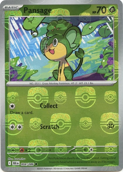 Pansage (Master Ball Pattern), SV: Black Bolt 004/086