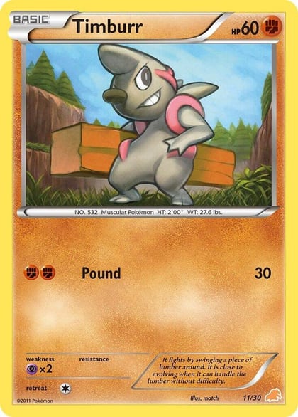 Timburr (#11), BW Trainer Kit: Excadrill & Zoroark 11/30