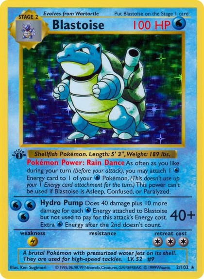 Blastoise, Base Set (Shadowless) 002/102