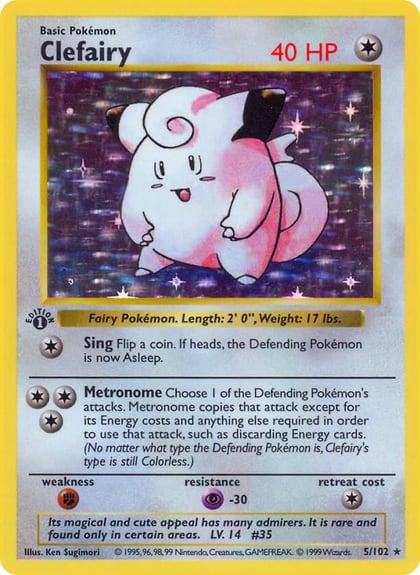 Clefairy, Base Set (Shadowless) 005/102