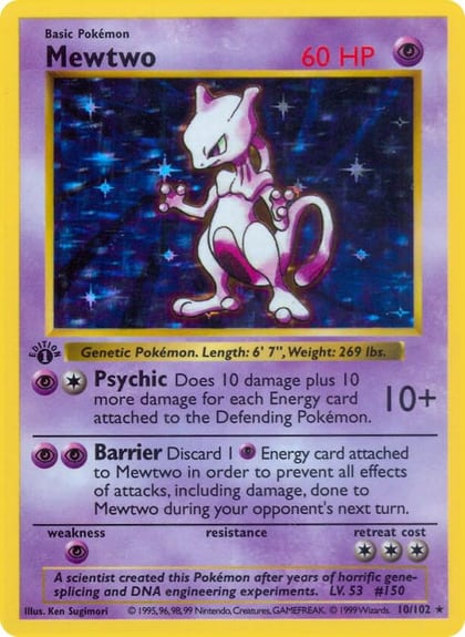 Mewtwo, Base Set (Shadowless) 010/102
