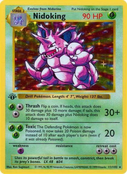 Nidoking, Base Set (Shadowless) 011/102