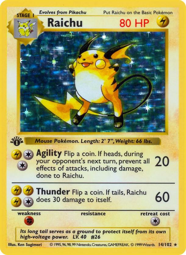 Raichu, Base Set (Shadowless) 014/102