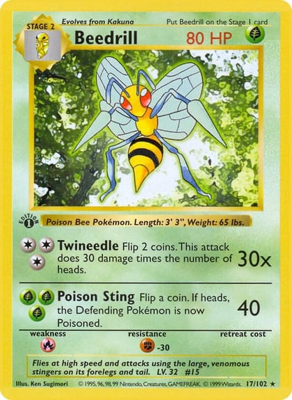 Beedrill, Base Set (Shadowless) 017/102