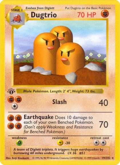 Dugtrio, Base Set (Shadowless) 019/102