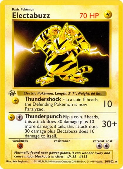 Electabuzz, Base Set (Shadowless) 020/102