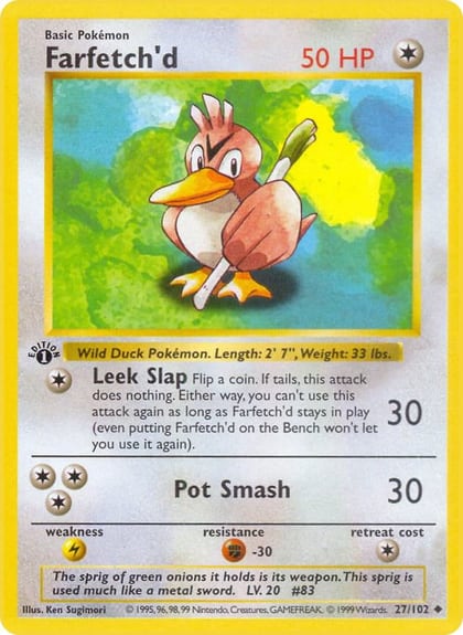 Farfetch'd, Base Set (Shadowless) 027/102