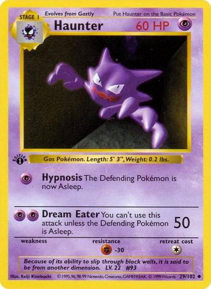 Haunter, Base Set (Shadowless) 029/102