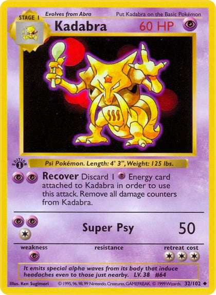 Kadabra, Base Set (Shadowless) 032/102