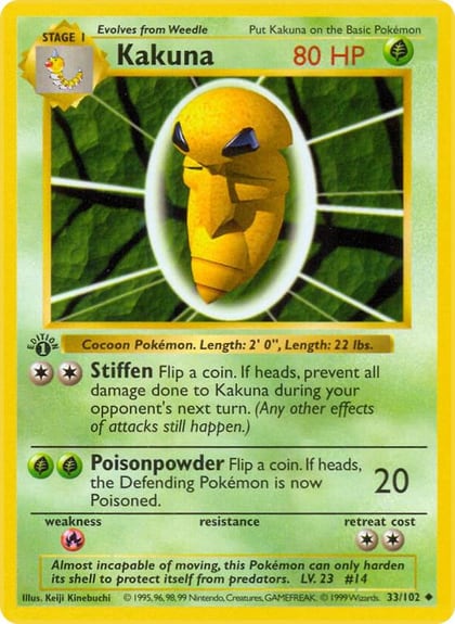Kakuna, Base Set (Shadowless) 033/102