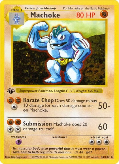 Machoke, Base Set (Shadowless) 034/102