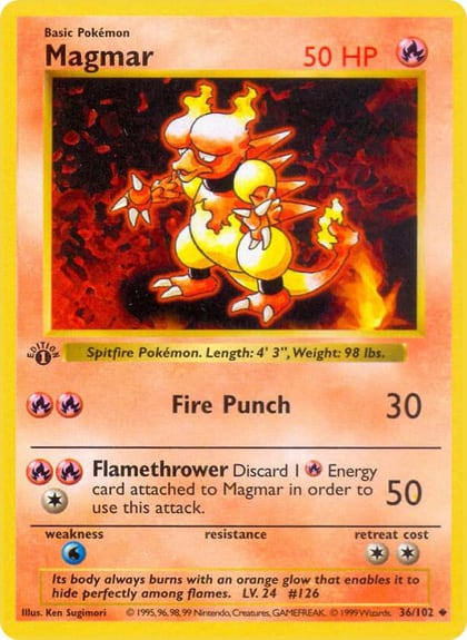 Magmar, Base Set (Shadowless) 036/102