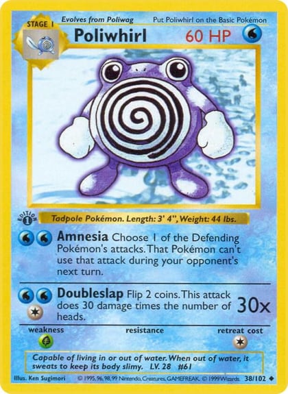 Poliwhirl, Base Set (Shadowless) 038/102