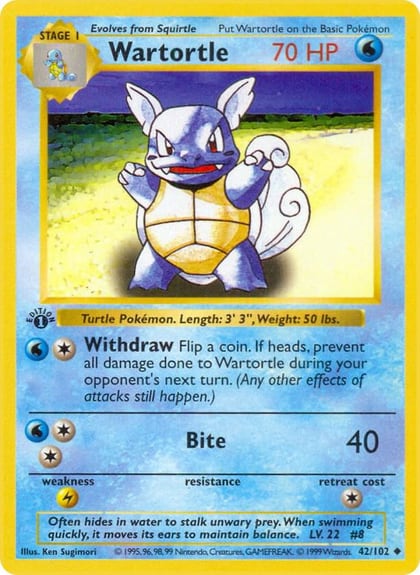 Wartortle, Base Set (Shadowless) 042/102