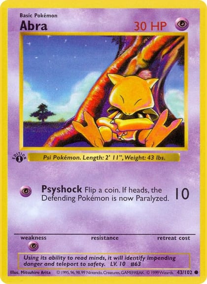 Abra, Base Set (Shadowless) 043/102