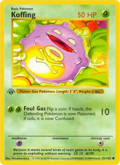 Koffing, Base Set (Shadowless) 051/102