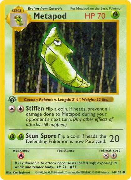 Metapod, Base Set (Shadowless) 054/102