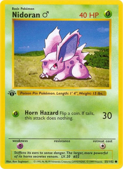 Nidoran M, Base Set (Shadowless) 055/102