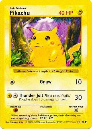 Pikachu (Red Cheeks), Base Set (Shadowless) 058/102