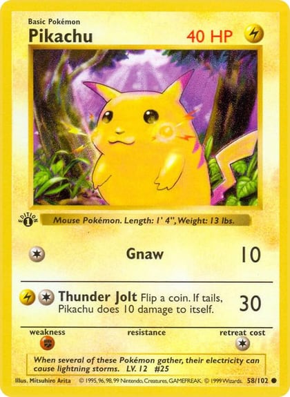 Pikachu, Base Set (Shadowless) 058/102