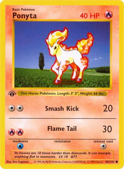 Ponyta, Base Set (Shadowless) 060/102