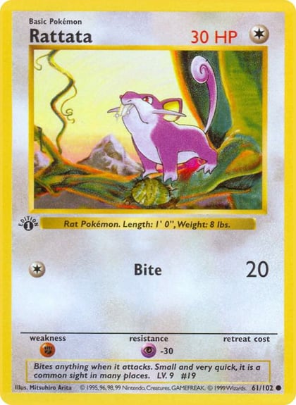 Rattata, Base Set (Shadowless) 061/102