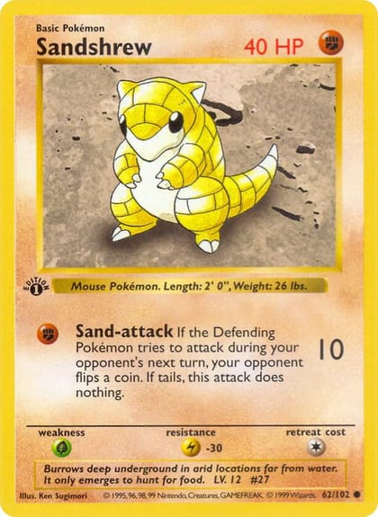 Sandshrew, Base Set (Shadowless) 062/102