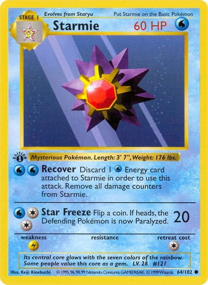Starmie, Base Set (Shadowless) 064/102