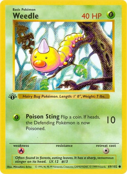 Weedle, Base Set (Shadowless) 069/102