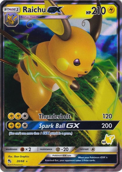 Raichu GX - 20/68 (#60 Pikachu Stamped), Battle Academy 020/068