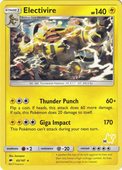 Electivire- 43/147 (#32 Pikachu Stamped), Battle Academy 043/147