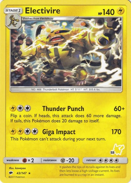 Electivire - 43/147 (#53 Pikachu Stamped), Battle Academy 043/147
