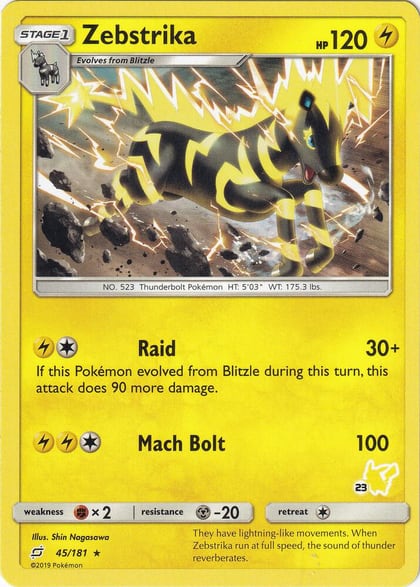 Zebstrika - 45/181 (#23 Pikachu Stamped), Battle Academy 045/181