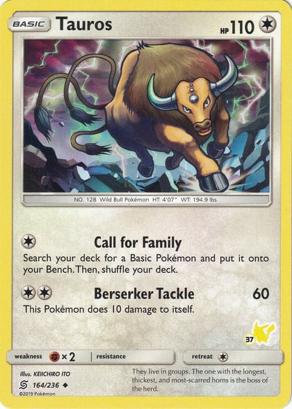 Tauros - 164/236 (#37 Pikachu Stamped), Battle Academy 164/236